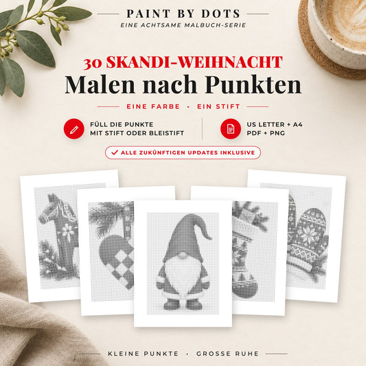 Cover des Punktmalerei-Buchs Skandinavische Weihnacht mit 30 druckbaren Motiven